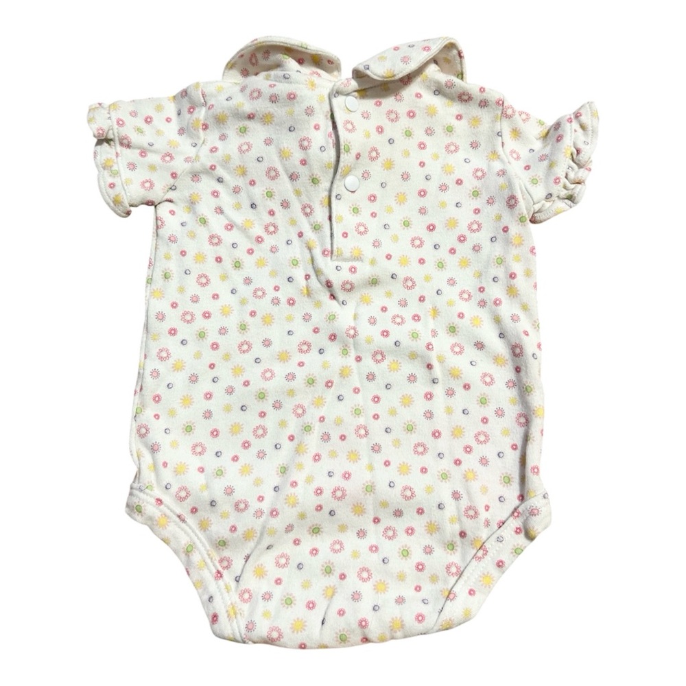 Vintage Carter’s White Floral Peter Pan Onesie Size Newborn 100% Cotton - Picture 2 of 5